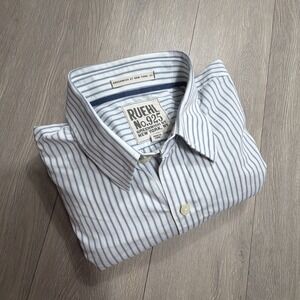 Ruehl No.925 Shirt Mens‎ XL Blue White Striped Button Down Long Sleeve Pocket